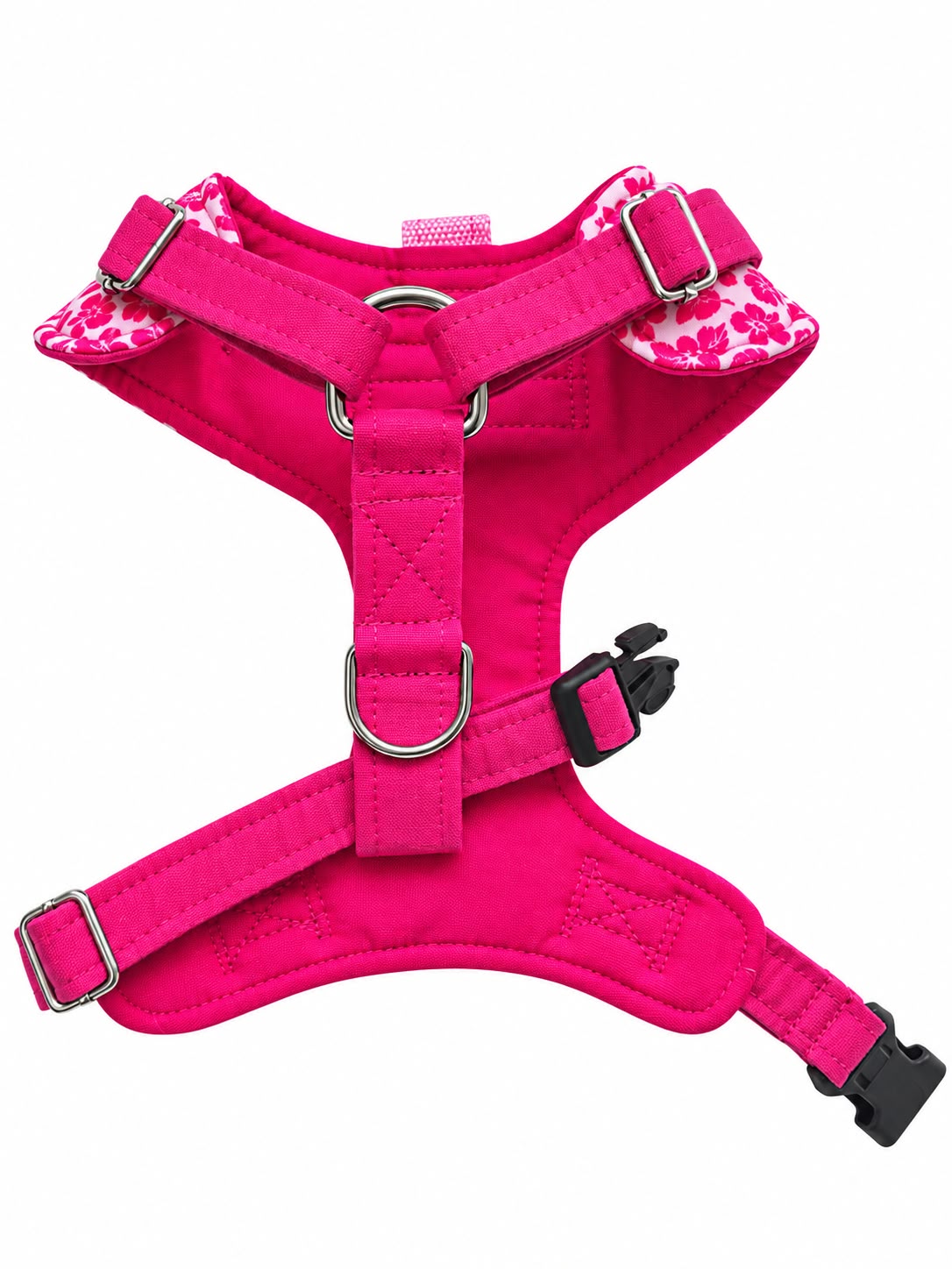 Chest Harness 8 Pinkfloral harness-back- heavenlydogs-baileyspet
